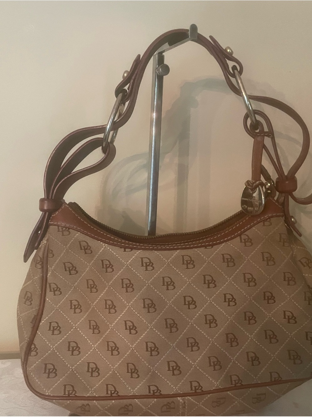 Dooney & Bourke Tan/Brown DB Logo Shoulder Bag